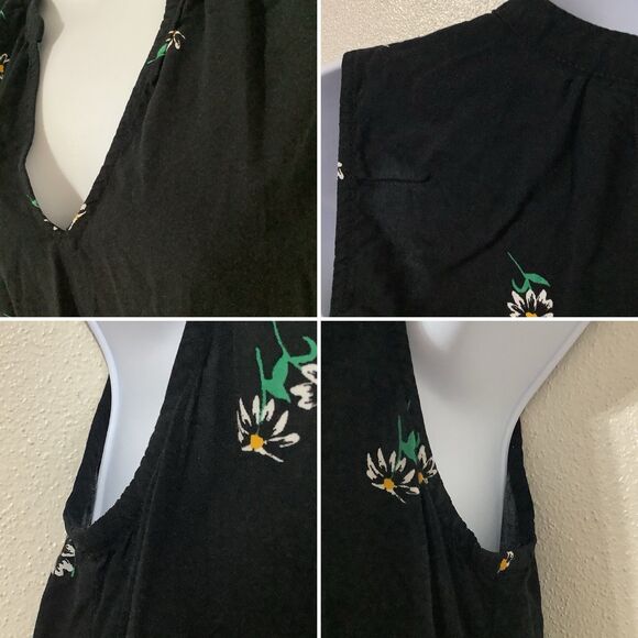 Old Navy Black Floral Cottagecore Summer Tropical Daisy Print Mini Dress Small - Picture 12 of 12